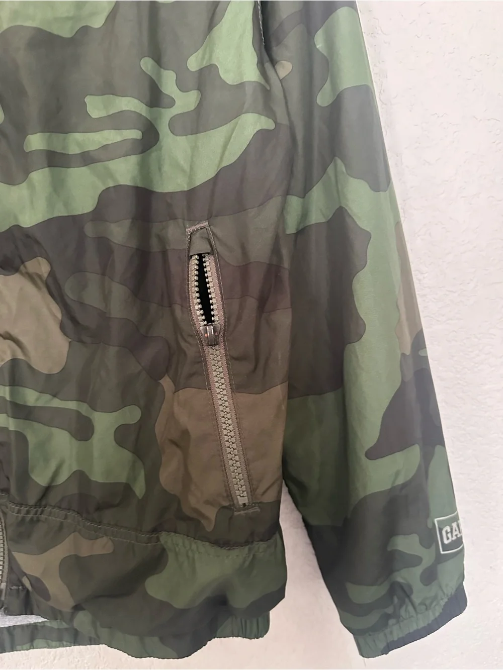 Gap Kids Camo Jersey-Lined Windbuster Jacket Boys Size XXL (14-16)